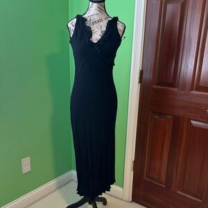 Chic Black Midi Dress with Ruffle Detail